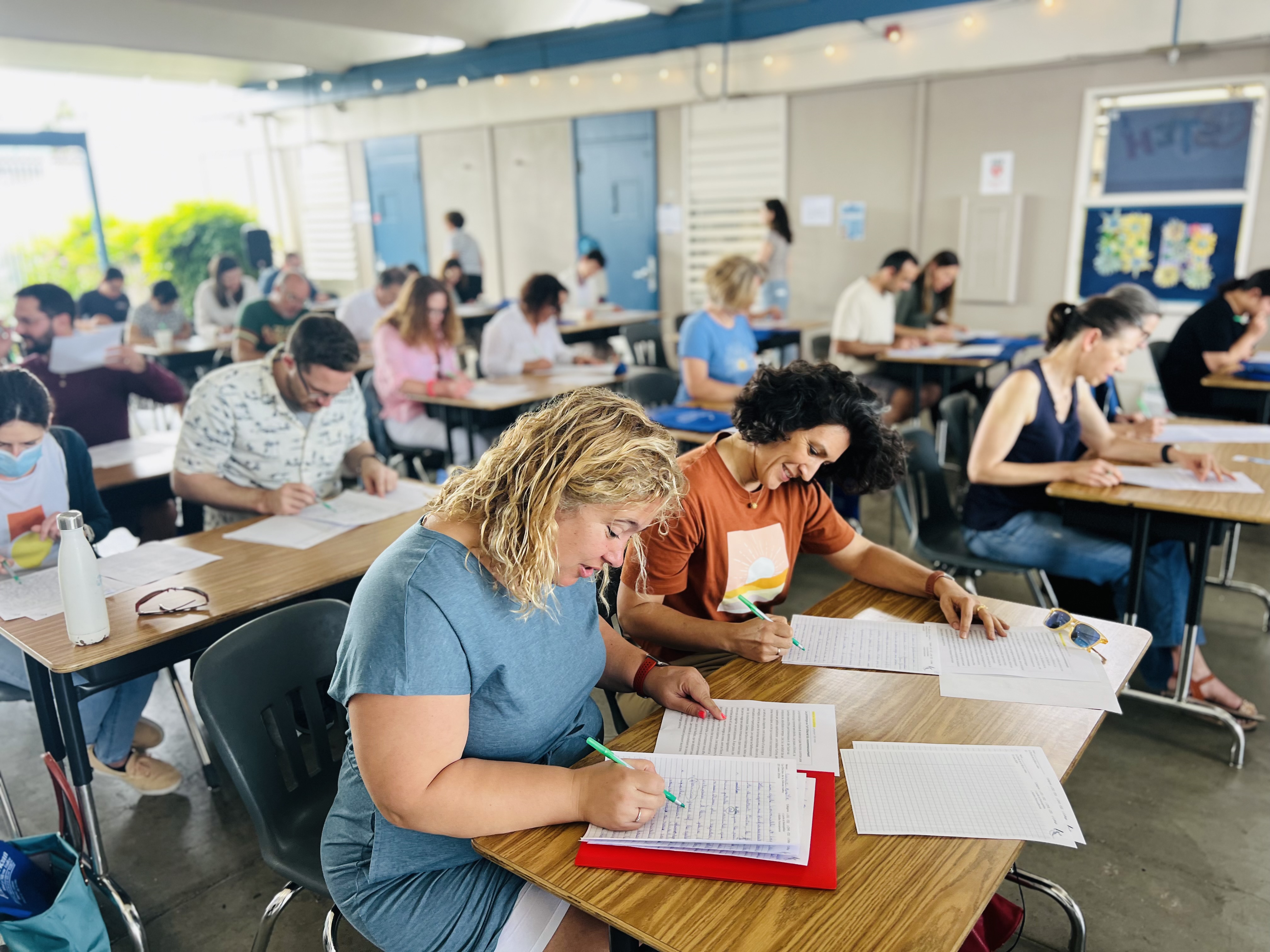 Participants writing